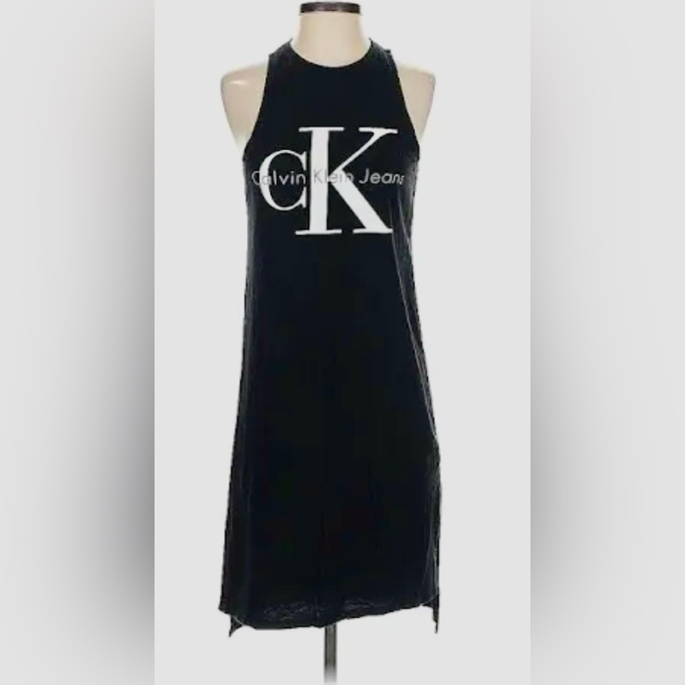 New w/ tags black midi Logo Calvin Klein Dress Sleeveless size M